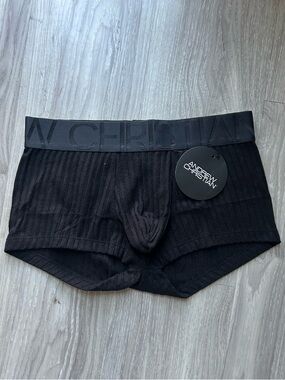 Andrew Christian | Essentials Rib Trunk w/ Almost Naked in Black (Small)